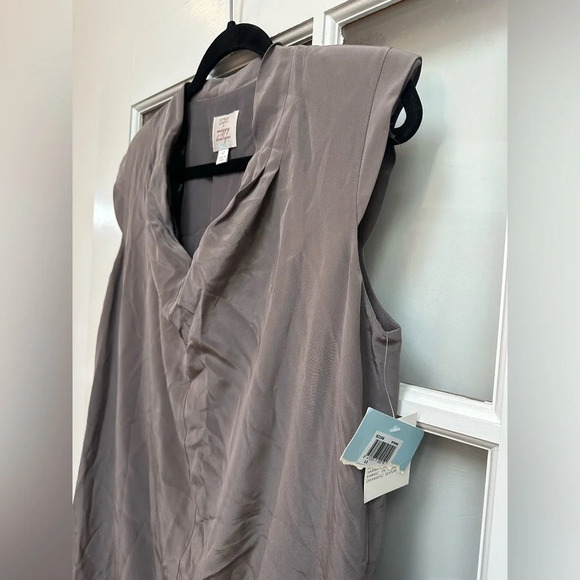 Suzi Chin for Maggy Boutique 100% Silk Brown Taupe Sleeveless Dress Size 12 NWT - Picture 5 of 8